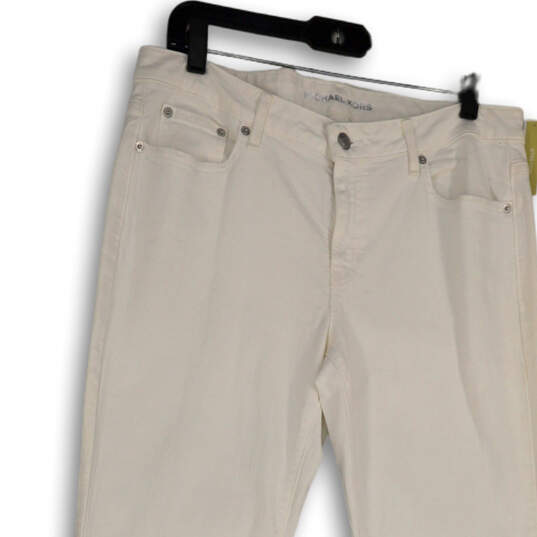 NWT Women White Denim Pockets Stretch Straight Leg Jeans Size 12 image number 3