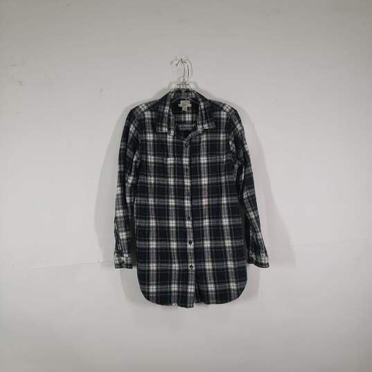 Womens Plaid Relaxed Fit Long Sleeve Collared Button-Up Shirt Size Medium image number 1