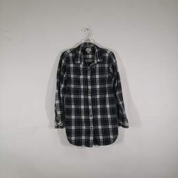 Womens Plaid Relaxed Fit Long Sleeve Collared Button-Up Shirt Size Medium