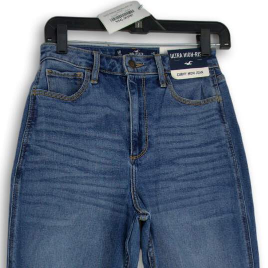 NWT Hollister Womens Blue Denim Ultra High-Rise Curvy Mom Jeans Size W27 L27 image number 3