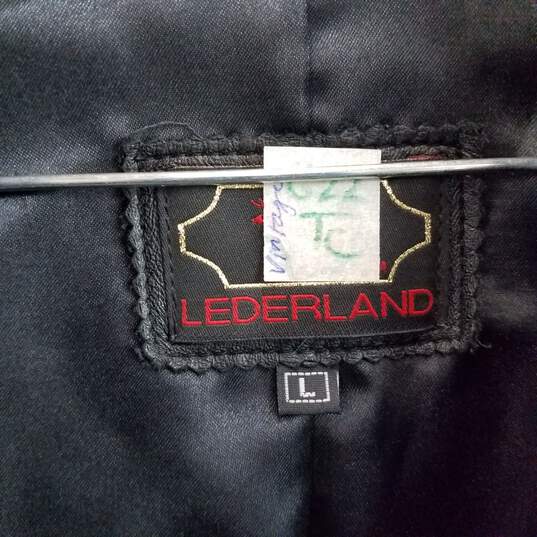 Vintage black leather trench coat L image number 4