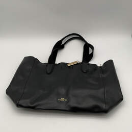 Womens Derby Black Leather Inner Pockets Double Handle Classic Tote Bag