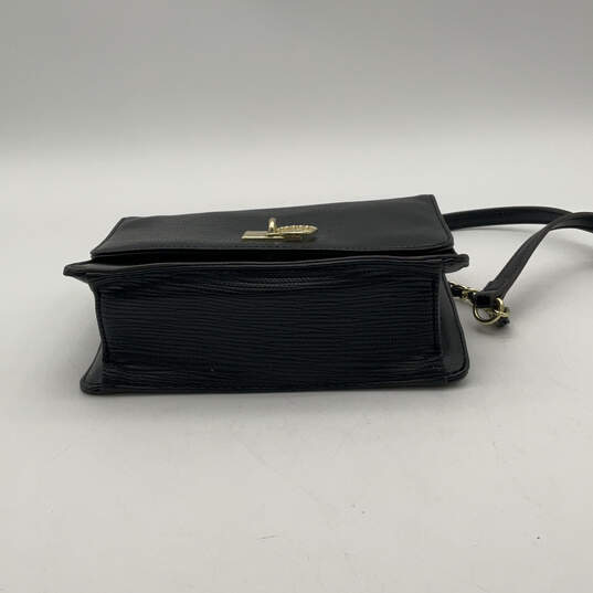 Womens Black Leather Inner Pocket Adjustable Strap Stylish Crossbody Bag image number 3