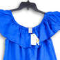 NWT Womens Blue Off The Shoulder Pullover Shift Dress Size Small image number 3