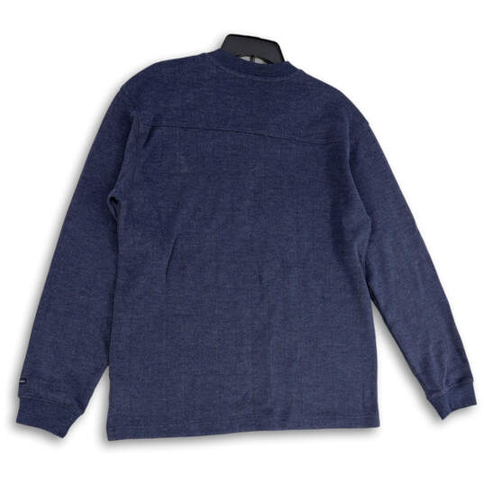 NWT Mens Blue V-Neck Long Sleeve Knitted Pullover Sweater Size Medium image number 2