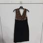 Women's Black Back Zip Layered Lace V-Neck Sleeveless Midi Dress Size 14 image number 1