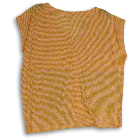 NWT Womens Orange Striped Sleeveless V-Neck Blouse Top Size Large image number 2