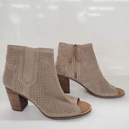 Tom's Majorca Ankle Brown Suede Peep Toe Block Heels Women's Boots Size 10 alternative image