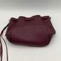 Womens Purple Leather Tassel Studded Drawstring Bucket Bag Purse image number 1