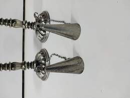2 Vintage Metal Pillar  Candlesticks w/ Snuffers attached alternative image