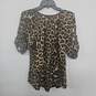 Express Animal Print Short Sleeve Button Up Blouse image number 2