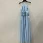 NWT Azazie Womens Ginger Light Blue Spaghetti Strap Long A-Line Dress Size C image number 2