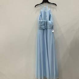 NWT Azazie Womens Ginger Light Blue Spaghetti Strap Long A-Line Dress Size C alternative image