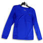 Womens Blue V-Neck Long Sleeve Activewear Pullover T-Shirt Size Large image number 3