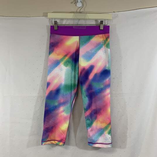 Women's Rainbow Adidas Cropped Compression Leggings, Sz. S image number 1