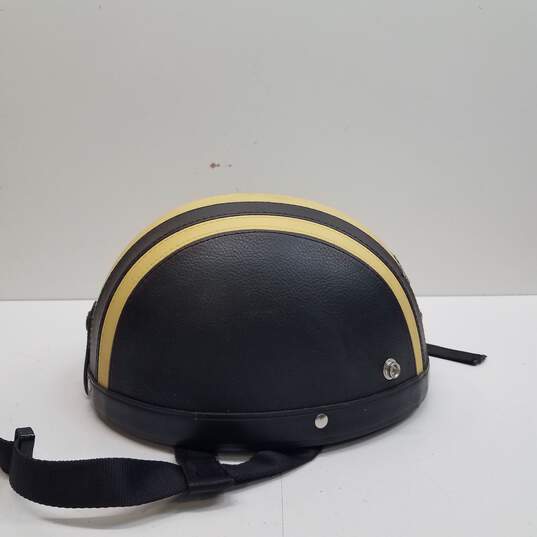 YH Chenshi Leather Covered Motorcycle Helmet Sz. M image number 4