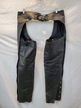 Genuine Leather Black Motorcycle Riding Chaps Size M