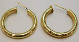 14k Yellow Gold Puffy Post Back Hoop Earrings 3.2g
