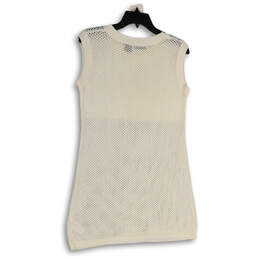 Womens White Knitted Sleeveless Crew Neck Stretch Pullover Vest Size Medium alternative image