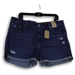 NWT Womens Blue Denim Distressed 5-Pocket Design Cuffed Shorts Size 34