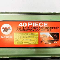 VNTG Buffalo Brand 40 Piece SAE & Metric Socket Set #230240 Complete in Metal Case IOB alternative image