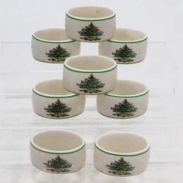 Vintage Spode Christmas Tree Oval Porcelain Napkin Ring Holders Set of 8