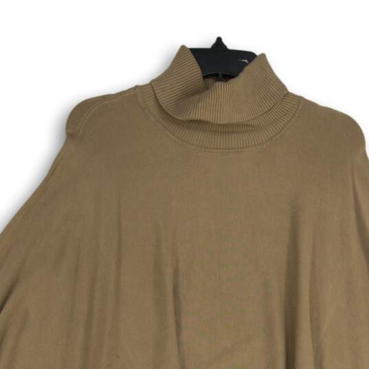 Alfani Womens Brown Knitted Turtleneck Poncho Pullover Sweater Size XL image number 3