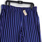 NWT Womens Blue Striped Elastic Waist Wide Leg Cropped Pants Size L Petite image number 3