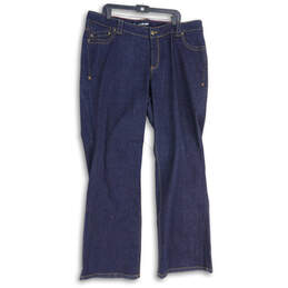 Womens Blue Denim Dark Wash 5-Pocket Design Straight Leg Jeans Size 20A