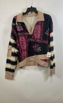 NWT Free People Movement Womens Multicolor Printed Cotton Pullover Sweater Sz M