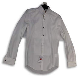 NWT Mens White Long Sleeve Slim Fit Collared Button-Up Shirt 14.5 32/33