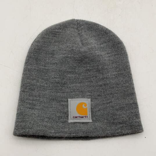 Carhartt Mens Gray Knitted Heather Winter Beanie Hat One Size image number 1