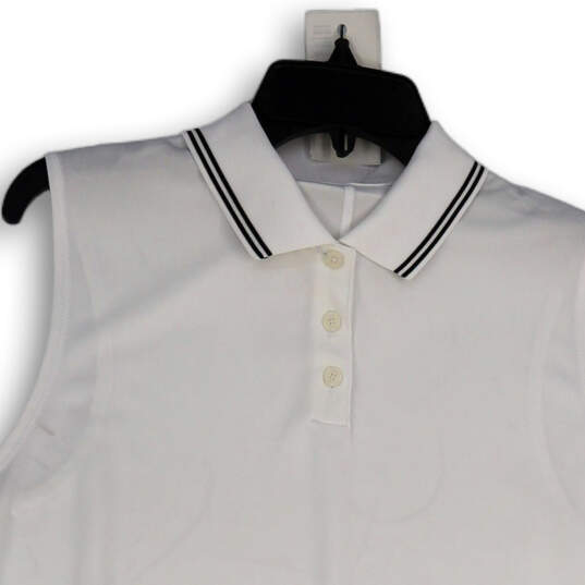 NWT Womens White Sleeveless Collared Side Slit Golf Polo Shirt Size X-Large image number 3