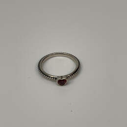 Designer Pandora S925 ALE Sterling Silver Ruby Heart Stone Band Ring alternative image