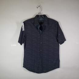 Mens Regular Fit Polka Dot Short Sleeve Collared Button-Up Shirt Size Small