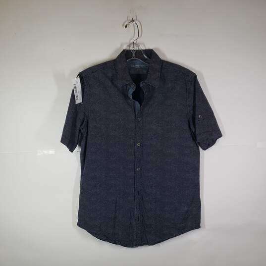 Mens Regular Fit Polka Dot Short Sleeve Collared Button-Up Shirt Size Small image number 1