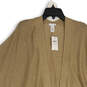 NWT Womens Tan Tight Knit Open Front Poncho Cape Sweater One Size image number 3