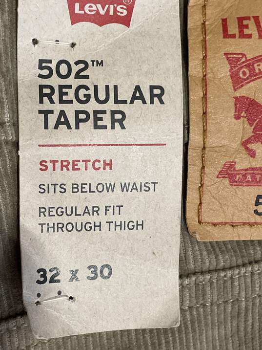 Mens 502 Khaki Corduroy Stretch Tapered Leg Jeans Size 32 X 30W-0528921-S image number 6