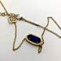 Designer Kendra Scott Elisa Gold-Tone Blue Stone Cat’s Eye Pendant Necklace image number 4