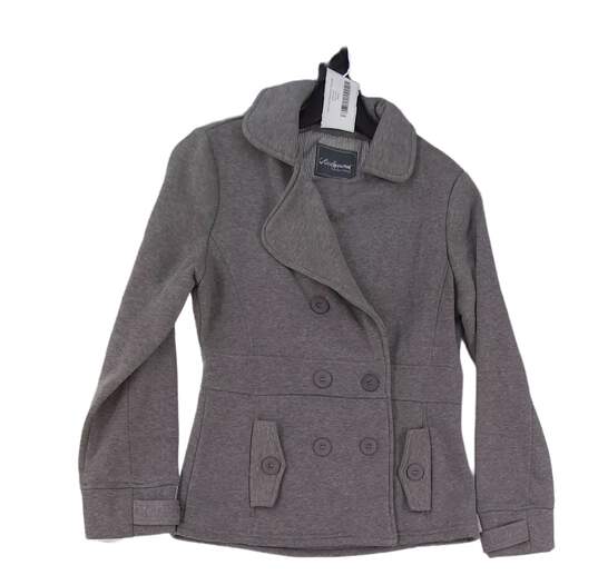 NWT Womens Gray Heather Long Sleeve Pockets Pea Coat Size M image number 1