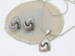 Artisan Sterling Silver Geometric Necklace & Amethyst Peridot & Lapis Earrings 17.6g alternative image