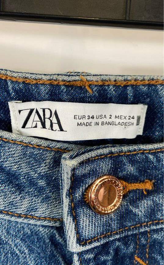 Zara Women Blue Straight Leg Jeans Sz 2 image number 3