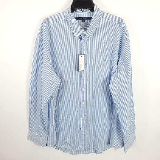 Tommy Hilfiger Men Blue Striped Button Up Shirt XXL NWT image number 1