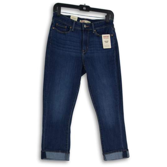 NWT Levi Strauss & Co. Womens Blue Denim Medium Wash Mid Rise Capri Jeans Sz 26W image number 1