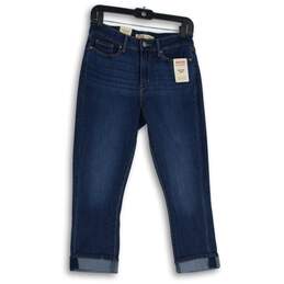 NWT Levi Strauss & Co. Womens Blue Denim Medium Wash Mid Rise Capri Jeans Sz 26W