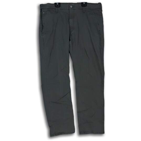 Mens Gray Flat Front Pocket Stretch Straight Leg Chino Pants Size 38x32 image number 1
