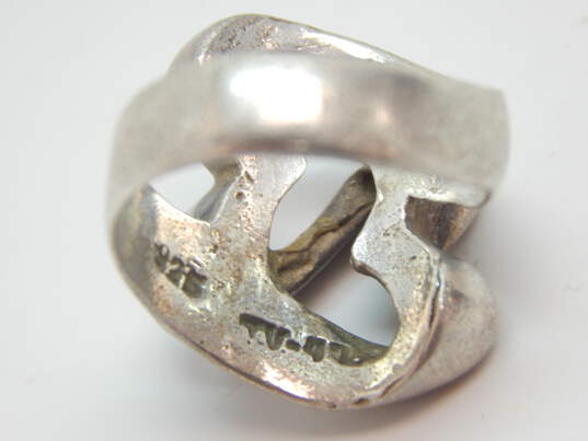 Taxco Mexico 925 Modernist Hearts Chunky Band Ring 11.9g image number 3