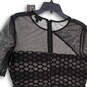NWT Womens Black Mesh Asymmetrical Hem Back Zip A-Line Dress Size 12 image number 4