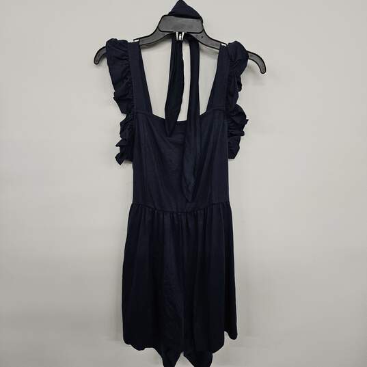 Navy Blue Sleeveless Back Out Romper image number 4