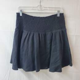 J. Crew Black Smocked Ruffle Mini Skirt Size L alternative image